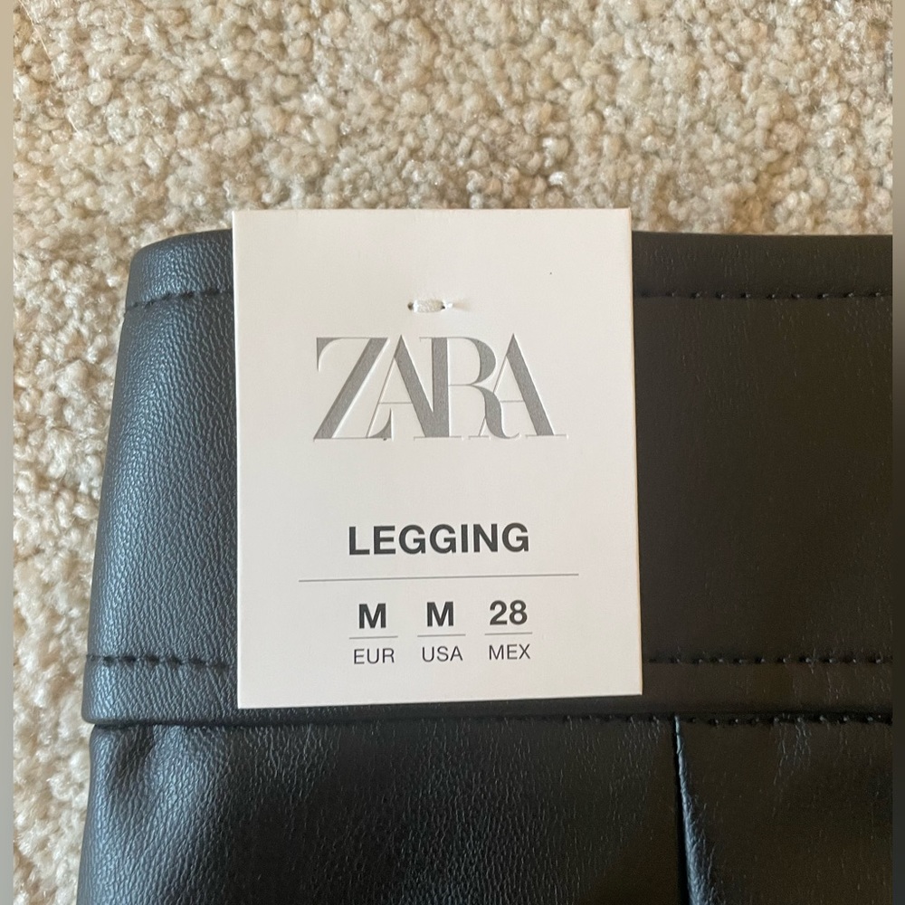 Zara Women’s Black Leather Leggings - Picture 3 of 3